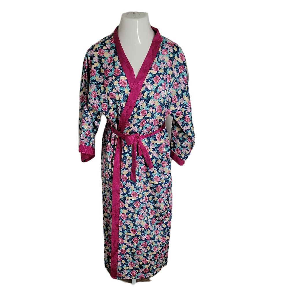 Today Tonight Vintage Nightgown Lingerie Robe ~ Sz M ~ Floral ~ Pinks Blues